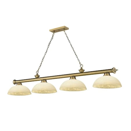 Cordon 4 Light Billiard, Rubbed Brass & Golden Mottle